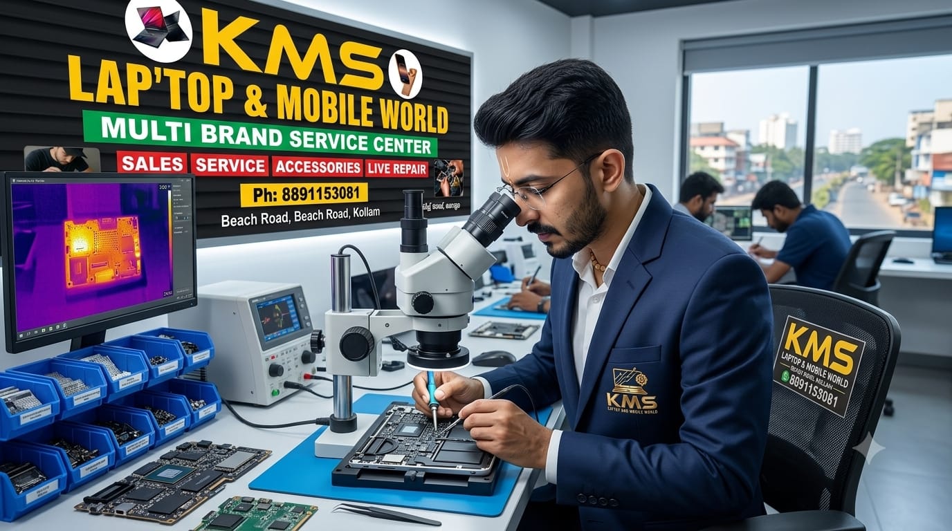 KMS Certified Technician performing precision Lenovo IdeaPad Gaming 3 High-Capacity Long-Life Battery Replacement Service repair at Chinnakada Beach Road Lab, Kollam