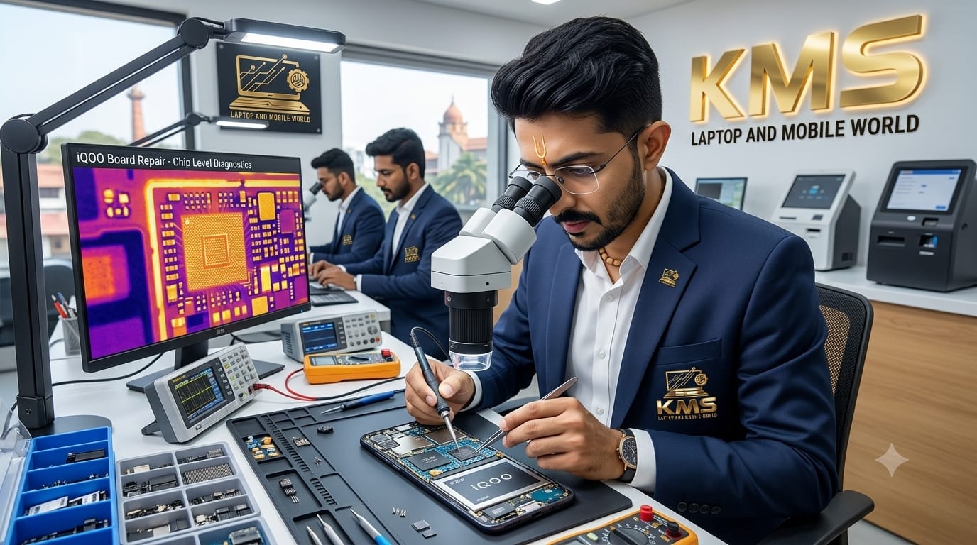 KMS Certified Technician performing precision iQOO Z9 Turbo 5G Battery Replacement Service (Genuine High Capacity) repair at Chinnakada Beach Road Lab, Kollam